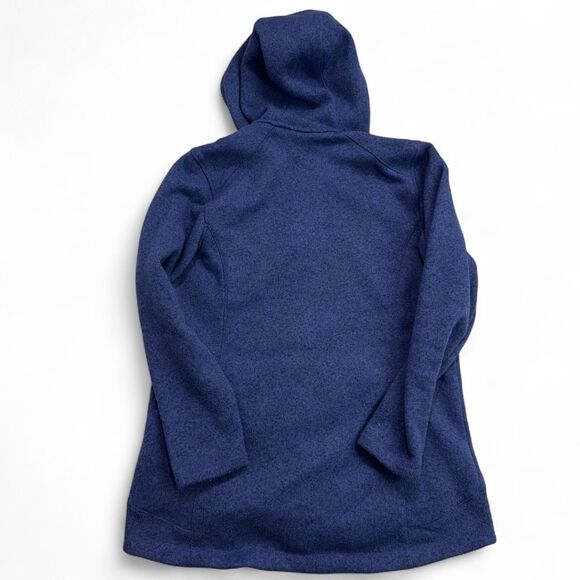 Lands’ End Hooded Fleece Coat Women’s 18 Blue Full Zip Longline Warm Outerwear - Picture 2 of 5